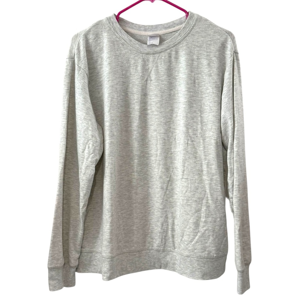 Stars Above XL Light Gray Soft Fleece Pullover Sweatshirt Rayon Blend